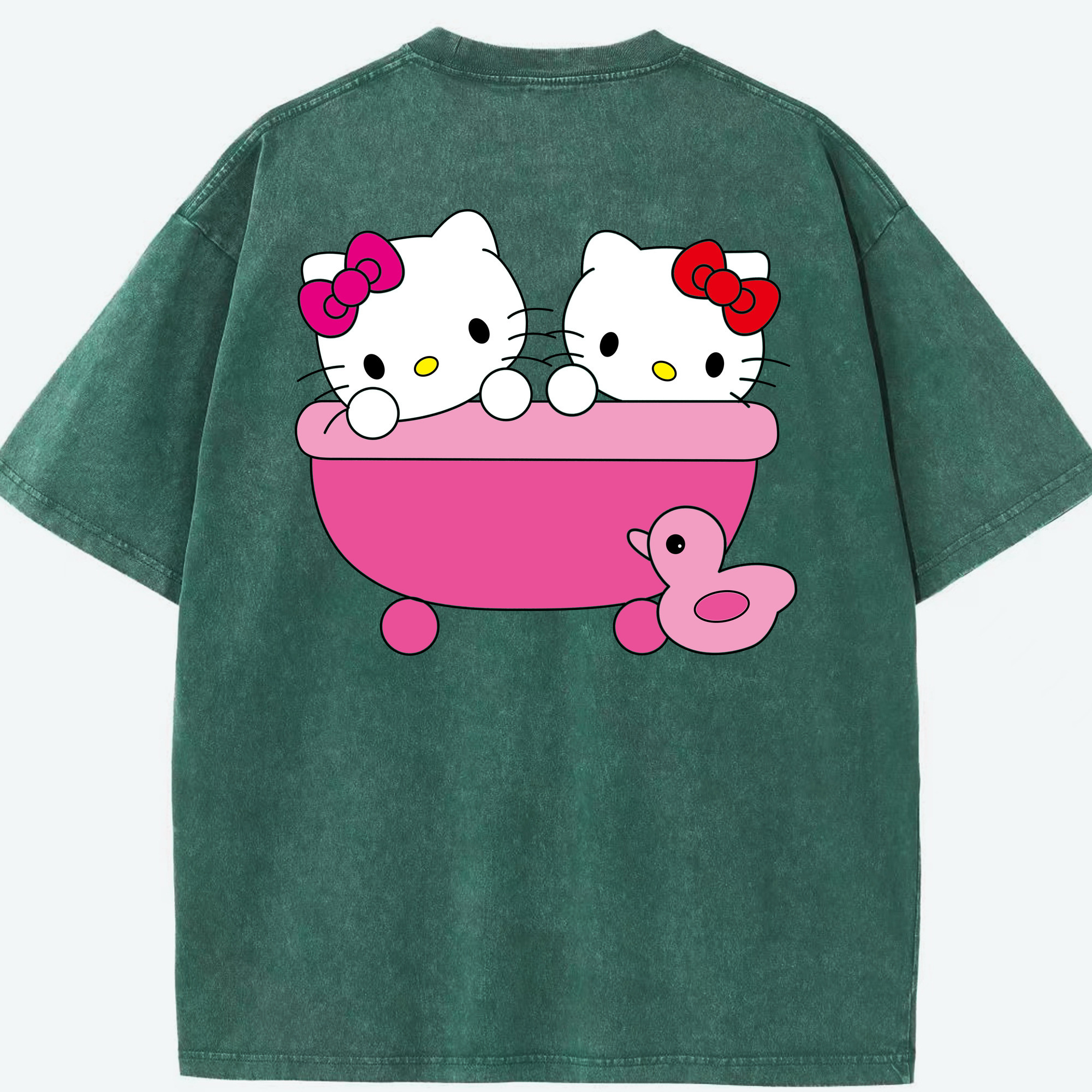 （画像用） Hello Kitty ハローキティ 綿100% ヴィンテージ風 半袖Tシャツ（背面プリント）